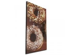 Glasdekor Nástěnné hodiny 30x60cm pečivo donut - Materiál: kalené sklo