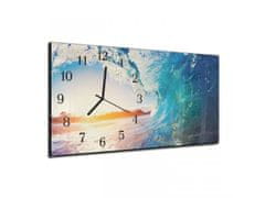 Glasdekor Nástěnné hodiny 30x60cm vlna v moři - Materiál: kalené sklo