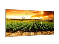 Glasdekor Nástěnné hodiny 30x60cm vinice v západu slunce - Materiál: plexi