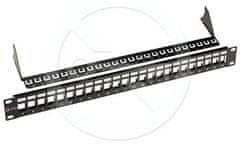 Solarix Univerzální modulární neosazený patch panel Solarix 24 portů černý 1U SX24M-0-STP-BK-UNI