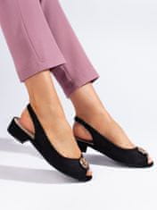 Amiatex Klasické dámské černé sandály na plochém podpatku + Ponožky Gatta Calzino Strech, černé, 36