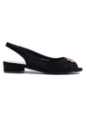 Amiatex Klasické dámské černé sandály na plochém podpatku, černé, 36