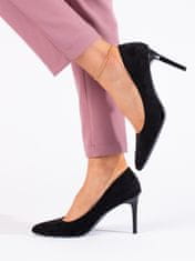 Amiatex Klasické dámské černé lodičky na jehlovém podpatku + Ponožky Gatta Calzino Strech, černé, 36