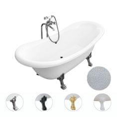 BPS-koupelny Volně stojící vana ze sanitárního kompozitu Amelia Glam S 190x77 s přepadem