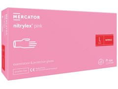 MERCATOR MEDICAL NITRYLEX PINK - Nitrilové rukavice (bez pudru) růžové, 100 ks, R-009, L