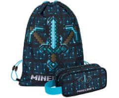 BAAGL Školní set penál a sáček Baagl Minecraft Blue axe and sword - 2 díly