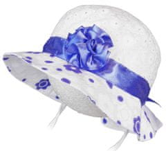 ROCKINO Dívčí letní klobouk vzor 3035 - bílý s modrou stuhou, velikost 50