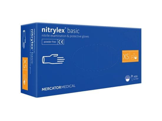 MERCATOR MEDICAL NITRYLEX BASIC - Nitrilové rukavice (bez pudru) tm. modré, 100 ks, R-019