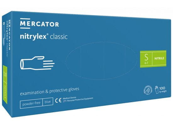 MERCATOR MEDICAL NITRYLEX CLASSIC - Nitrilové rukavice (bez pudru) modré, nesterilní - 100 ks, R-020