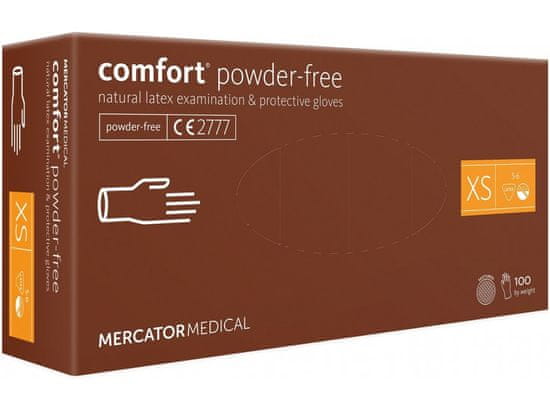 MERCATOR MEDICAL COMFORT POWDER-FREE – Latexové nepudrované rukavice, nesterilní - 100 ks, R-036