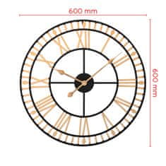 MPM QUALITY Designové kovové hodiny Colloseum, černá/zlatá