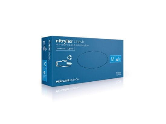 MERCATOR MEDICAL NITRYLEX CLASSIC - Nitrilové rukavice (bez pudru) bílé, nesterilní - 100 ks, R-073