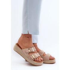 Dámské žabky s opletením Eco Suede Beige velikost 38