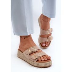 Dámské žabky s opletením Eco Suede Beige velikost 38