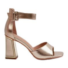 Elegantní dámské sandály na podpatku Gold velikost 39