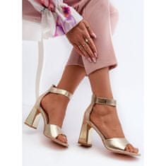 Elegantní dámské sandály na podpatku Gold velikost 39