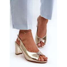 Elegantní sandály na podpatku se zlatým zdobením velikost 38
