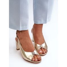 Elegantní sandály na podpatku se zlatým zdobením velikost 38