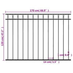 Vidaxl Plotový dílec ocelový 1,7 x 1,2 m černý