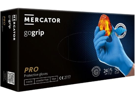 MERCATOR MEDICAL MERCATOR GOGRIP - Nitrilové rukavice, bez pudru, 50 ks, modré (2x SILNĚJŠÍ), R-102