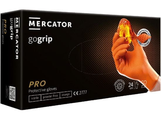 MERCATOR MEDICAL MERCATOR GOGRIP - Nitrilové rukavice, bez pudru, 50 ks, oranžové (3x SILNĚJŠÍ), R-103