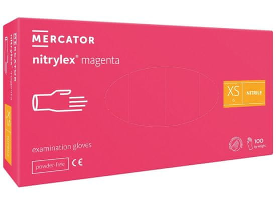 MERCATOR MEDICAL NITRYLEX MAGENTA - Nitrilové rukavice (bez pudru), 100 ks, R-104