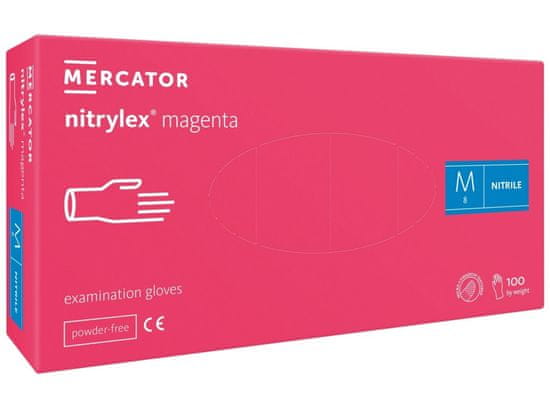 MERCATOR MEDICAL NITRYLEX MAGENTA - Nitrilové rukavice (bez pudru), 100 ks, R-104