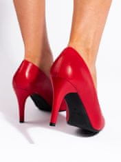 Amiatex Zajímavé červené dámské lodičky na širokém podpatku + Ponožky Gatta Calzino Strech, odstíny červené, 37