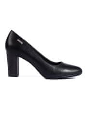 Amiatex Luxusní dámské černé lodičky na širokém podpatku + Ponožky Gatta Calzino Strech, černé, 37