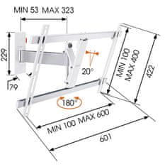 Vogels LCD rameno Vogel´s W52081, 40-65", 2 klouby, bílé