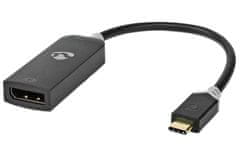 Nedis kabelový adaptér USB 3.2 Gen 1/ USB-C zástrčka - DisplayPort zásuvka/ kulatý/ černý/ BOX/ 20cm