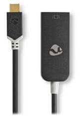 Nedis kabelový adaptér USB 3.2 Gen 1/ USB-C zástrčka - DisplayPort zásuvka/ kulatý/ černý/ BOX/ 20cm