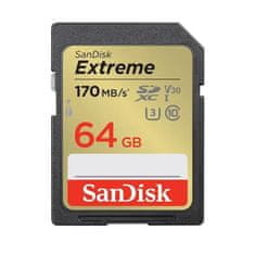 SanDisk Paměťová karta Extreme 64GB SDXC 170MB/s & 80MB/s, UHS-I, Class 10, U3, V30