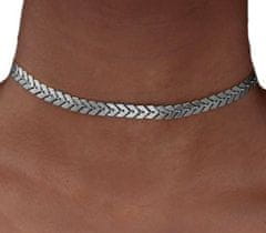 Camerazar Náhrdelník Choker z obecného kovu, růžové zlato/stříbro, obvod 32+5 cm, šířka 5 mm