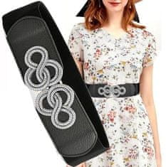 Camerazar Elegantní elastický dámský pásek na šaty, černý, 70-100 cm, syntetický materiál