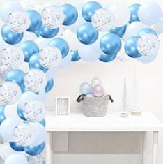 Camerazar Sada 60 modrých balónků s konfetami, latex, průměr 25 cm, pro narozeniny a svatby