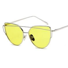 Flor de Cristal Žluté průhledné sluneční brýle GLAM ROCK FASHION, UV 400 filtr, materiál z kovu, 143x53x49 mm