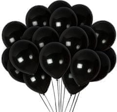 Camerazar Sada 50 balónků v černé a stříbrné barvě, latex, průměr 30 cm