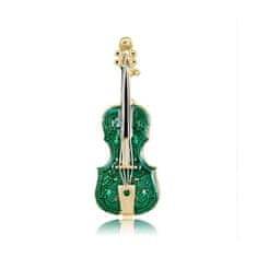 Flamenco Mystique Elegantní Ozdobná Brož GREEN HARVEN BZ80, Krystalová, 1.9 x 5.2 cm, Bez Niklu a Chromu