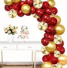 Camerazar Sada 30 balónků s konfetami, červená zlatá, pro svatební a narozeninové oslavy