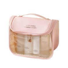 Flor de Cristal Elegantní skládací kosmetický kufřík pudrově růžový KS85