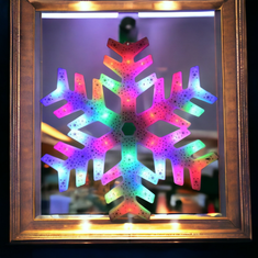 Flor de Cristal Závěsná Vánoční Dekorace XXL Sněhová Vločka s LED Světly, Blikající Různými Barvami, 40x40 cm