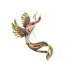 Flamenco Mystique Elegantní Ozdobná Brož Birds of Paradise s Krystaly, 7 cm x 4,7 cm, Bez Niklu a Chromu