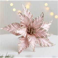 Flor de Cristal XXL Vánoční ozdoba na stromeček, třpytivé flitry, růžová/zlatá, 25 cm, z umělé hmoty