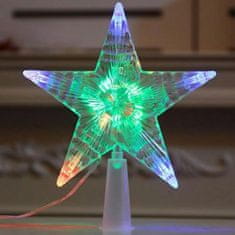 Flor de Cristal Vánoční hvězda na vrchol stromečku s LED světly, multikolor, 18x15 cm, délka kabelu 80 cm