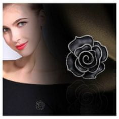 Flor de Cristal Elegantní Ozdobná brož Black Rose BZ120, černá, s krystaly, 3.7 cm x 3.7 cm