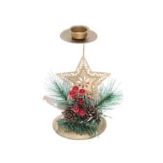 Flor de Cristal Zlatý Vánoční Dekorativní Stolní Svícen Glamour z Plastu, 15x8 cm