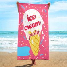 Flamenco Mystique Obdélníková Plážová Osuška s Vzorem Ice Cream Party, 150x70 cm, Polyester, Bílá