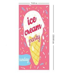 Flamenco Mystique Obdélníková Plážová Osuška s Vzorem Ice Cream Party, 150x70 cm, Polyester, Bílá