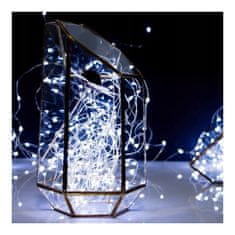 Flor de Cristal Dekorativní Vánoční Osvětlení 50 LED, Studená Bílá, Ohebný Stříbrný Drát